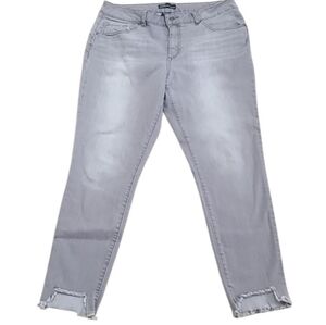 Miss Poured in Blue Gray Straight Leg Raw Hem Ankle Jeans